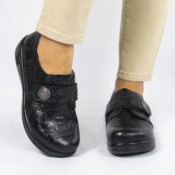 Alegria Joleen Tar Tooled Professional Comfort Shoe Clog Black Size 39 Office - Picture 1 of 14